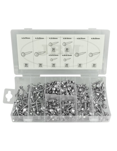 ESTUCHE DE TORNILLOS AUTORROSCANTES 200PCS