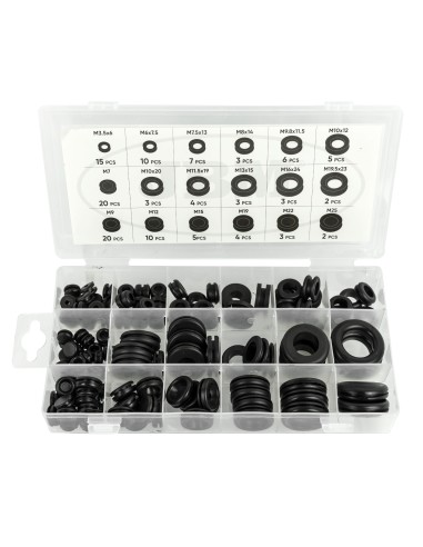 ESTUCHE DE PASACABLES DE GOMA 125PCS