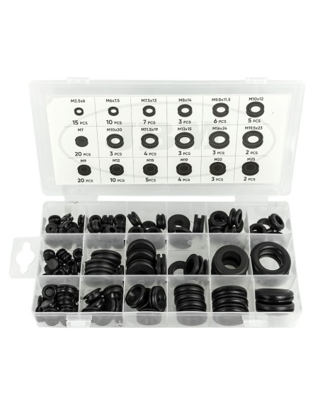 ESTUCHE DE PASACABLES DE GOMA 125PCS