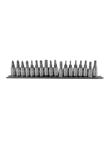 JUEGO DE 18 PUNTAS PHILIPS, PLANA, ALLEN Y TORX CON VASO DE 1/4"