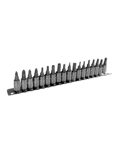 JUEGO DE 18 PUNTAS PHILIPS, PLANA, ALLEN Y TORX CON VASO DE 1/4"
