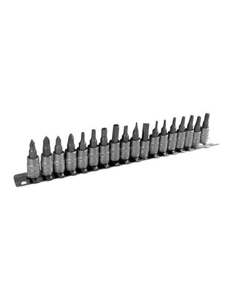 JUEGO DE 18 PUNTAS PHILIPS, PLANA, ALLEN Y TORX CON VASO DE 1/4"