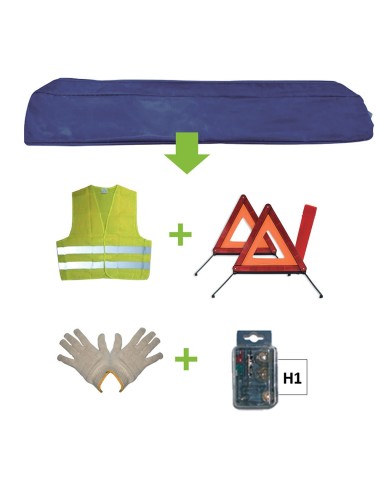 KIT EMERGENCIA BOLSA AZUL + MK H1 + CHALECO + TRIANG. + GUANTES