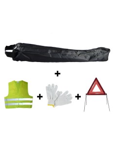 KIT EMERGENCIA BOLSA NEGRA MINI+TRIANGULO+CHALECO+GUANTES