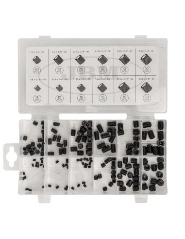 ESTUCHE DE TORNILLOS PRISIONEROS CON CABEZA HEXAGONAL SAE 160PCS