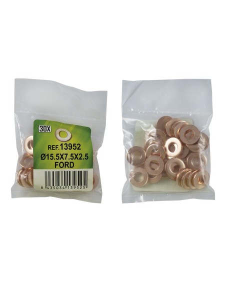 BOLSA DE 30 ARANDELAS DE COBRE PARA INYECTORES - Ø15.5X7.5X2.5 - FORD (REF. 53464)