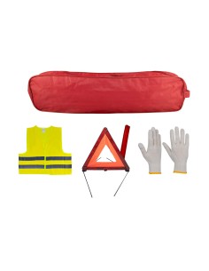 KIT EMERGENCIA BOLSA ROJA RIBETE+TRIANGULO+CHALECO+GUANTES