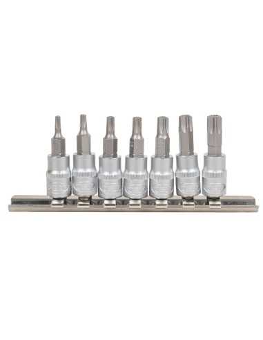 JUEGO DE 7 PUNTAS TORX INVIOLABLE CON VASO DE 1/4"