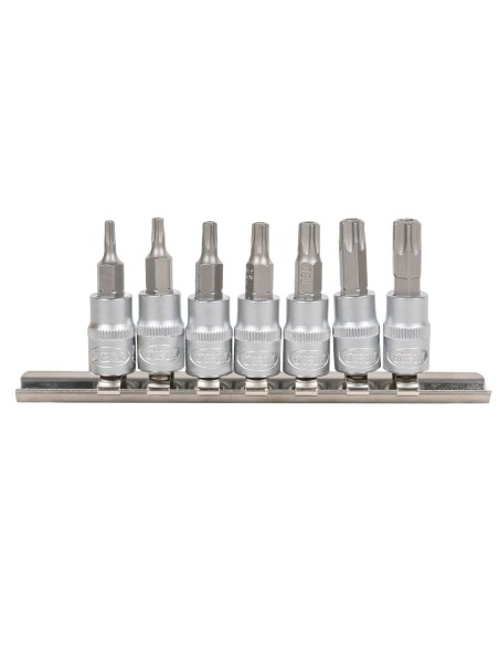 JUEGO DE 7 PUNTAS TORX INVIOLABLE CON VASO DE 1/4"