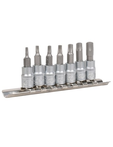 JUEGO DE 7 PUNTAS TORX INVIOLABLE CON VASO DE 1/4"