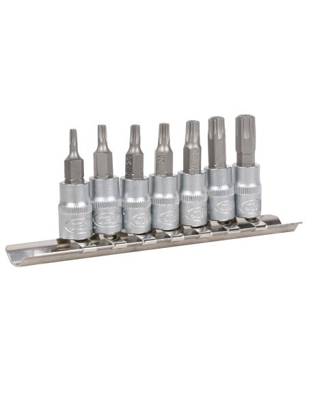 JUEGO DE 7 PUNTAS TORX INVIOLABLE CON VASO DE 1/4"