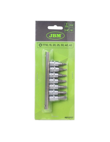JUEGO DE 7 PUNTAS TORX INVIOLABLE CON VASO DE 1/4"