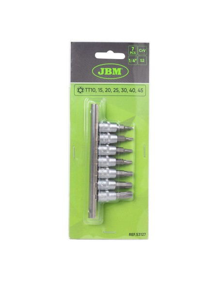 JUEGO DE 7 PUNTAS TORX INVIOLABLE CON VASO DE 1/4"