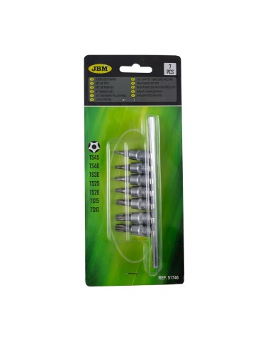 JUEGO DE 7 PUNTAS TS DE 5 DIENTES INVIOLABLE CON VASO DE 1/4"
