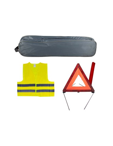 KIT EMERGENCIA BOLSA GRIS RIBETE+TRIANGULO+CHALECO