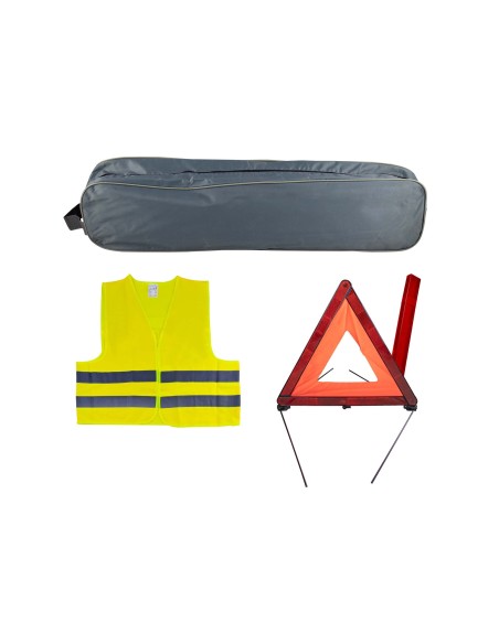 KIT EMERGENCIA BOLSA GRIS RIBETE+TRIANGULO+CHALECO
