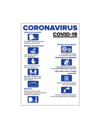 PAQUETE DE 5 CARTELES INFORMATIVO - PRECAUCIONES COVID-19