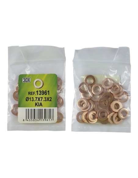 BOLSA DE 30 ARANDELAS DE COBRE PARA INYECTORES - Ø13.7X7.3X2 - KIA (REF. 53464)