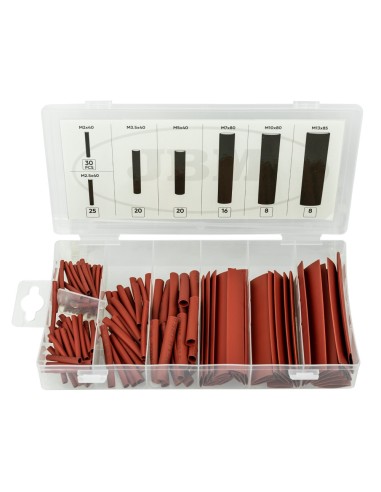 ESTUCHE DE TUBOS TERMORETRÁCTILES ROJOS 127PCS