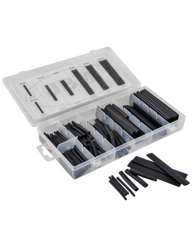 ESTUCHE DE TUBOS TERMORETRÁCTILES NEGROS 127PCS