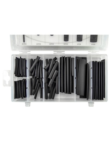 ESTUCHE DE TUBOS TERMORETRÁCTILES NEGROS 127PCS