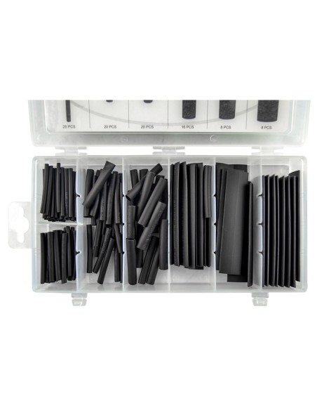 ESTUCHE DE TUBOS TERMORETRÁCTILES NEGROS 127PCS