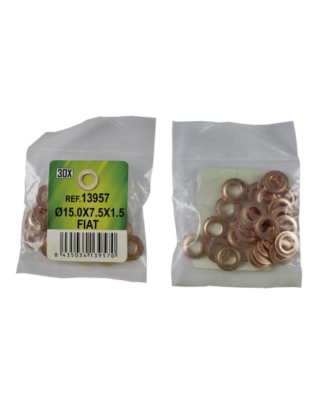 BOLSA DE 30 ARANDELAS DE COBRE PARA INYECTORES - Ø15.0X7.5X1.5 - FIAT (REF. 53464)