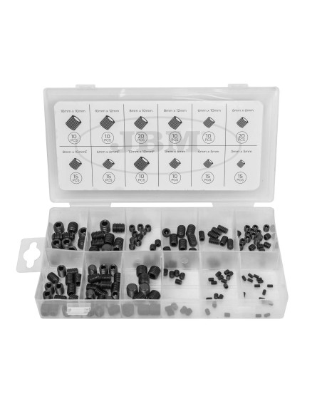 ESTUCHE DE TORNILLOS PRISIONEROS CON CABEZA HEXAGONAL MÉTRICOS 160PCS