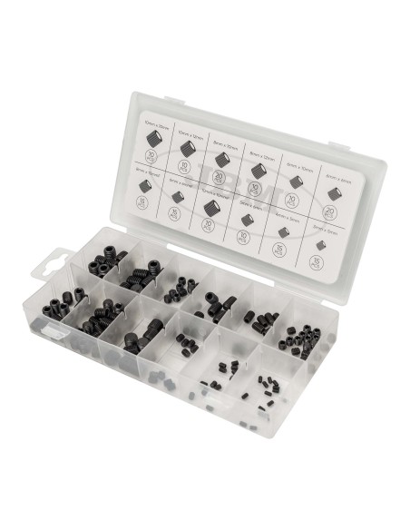 ESTUCHE DE TORNILLOS PRISIONEROS CON CABEZA HEXAGONAL MÉTRICOS 160PCS