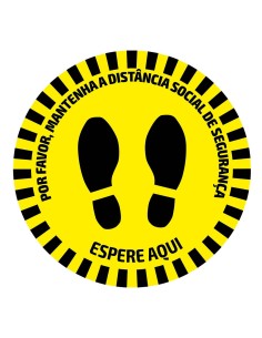 ETIQUETA ADHESIVA REDONDA DE SEÑALIZACIÓN PARA SUELOS - DISTANCIA DE SEGURIDAD