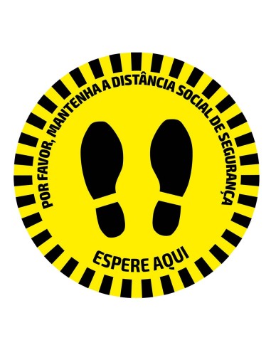 ETIQUETA ADHESIVA REDONDA DE SEÑALIZACIÓN PARA SUELOS - DISTANCIA DE SEGURIDAD