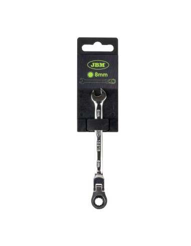 LLAVE COMBINADA ARTICULADA CON TRINQUETE 8MM - ACABADO BRILLANTE