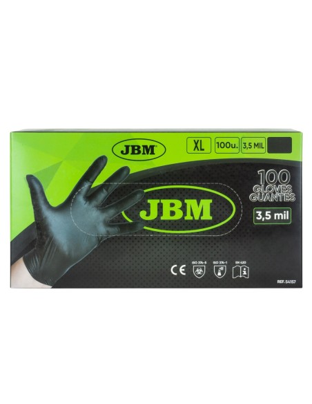 GUANTES NEGROS DESECHABLES DE NITRILO T:XL 3.5MIL