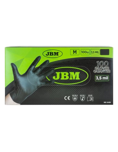 GUANTES NEGROS DESECHABLES DE NITRILO T:M 3.5MIL