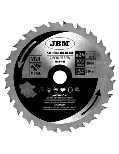 HOJA DE SIERRA CIRCULAR 24T 165MM PARA METAL PARA REF. 60007