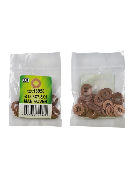 BOLSA DE 30 ARANDELAS DE COBRE PARA INYECTORES - Ø15.5X7.5X1 - MAN ROVER (REF. 53464)
