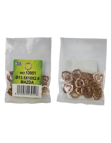 BOLSA DE 30 ARANDELAS DE COBRE PARA INYECTORES - Ø13.5X10X2.0 - MAZDA (REF. 53464)