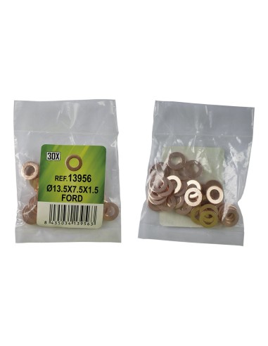 BOLSA DE 30 ARANDELAS DE COBRE PARA INYECTORES - Ø13.5X7.5X1.5 - FORD (REF. 53464)