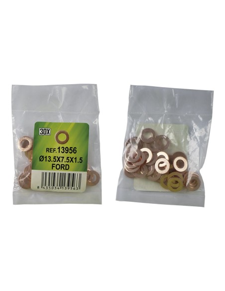 BOLSA DE 30 ARANDELAS DE COBRE PARA INYECTORES - Ø13.5X7.5X1.5 - FORD (REF. 53464)