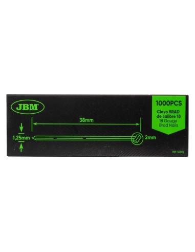 SET DE CLAVOS BRAD 38X1.25MM DE CALIBRE 18 (1000 PCS)