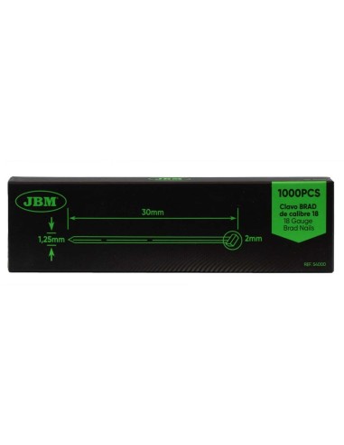SET DE CLAVOS BRAD 30X1.25MM DE CALIBRE 18 (1000 PCS)