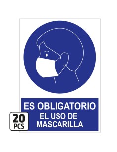 PACK DE 20 POSTERS DE "ES OBLIGATORIO EL USO DE MASCARILLA"