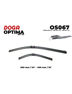 Juego de 2 escobillas limpiaparabrisas delanteras planas DOGA…