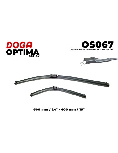 Juego de 2 escobillas limpiaparabrisas delanteras planas DOGA…