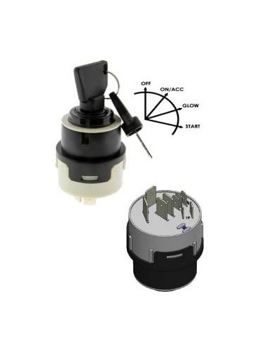 Conmutador / Interruptor de Encendido 12/24V (9 Cables, 4 Posiciones) JCB / New Holland / Case – Ref. OEM 701/45500
