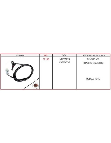 Sensor ABS Trasero Izquierdo Fuso Canter Ref  OEM MK585279 265008709