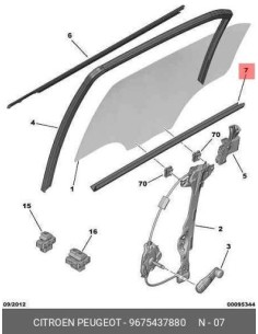Lamelunas Interior Bajo Luna Puerta Citroën Peugeot  Ref OEM 9675437880