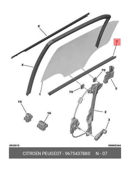 Lamelunas Interior Bajo Luna Puerta Citroën Peugeot  Ref OEM 9675437880
