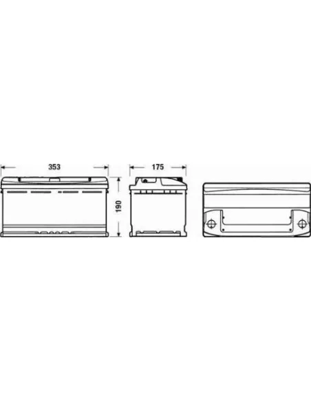 TUDOR - TC900 - Batería de arranque 90AH + DCH 720A 190X175X353