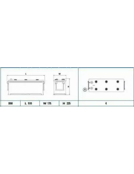 TUDOR - TG1406 - Batería de arranque 12V 800A + DERECHA 513X175X225